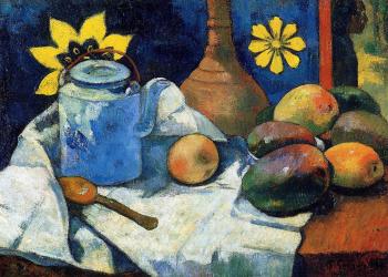 保羅 高更 Still Life with Teapot and Fruit